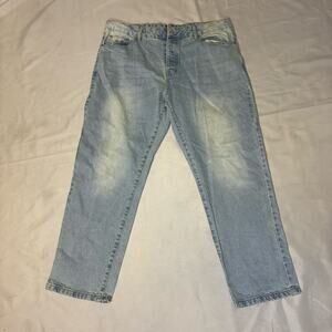 BoohooMAN Wide Leg Jeans Light Blue Denim Men's 38x29 Streetwear Skater Y2K